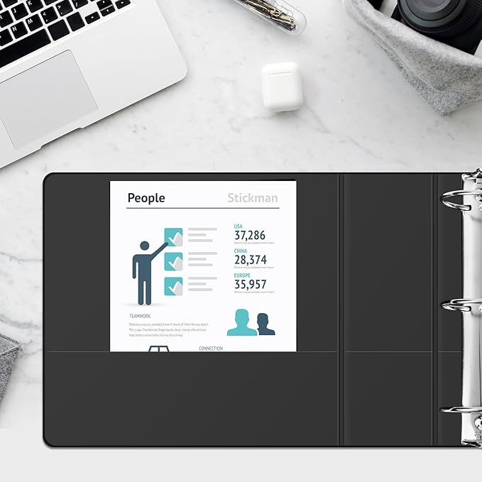 Comix Durable 3 Ring Binder, 4 inch D Ring Binders, Hold 835 Sheets of US Letter Size Paper, 2 Pack (Black)