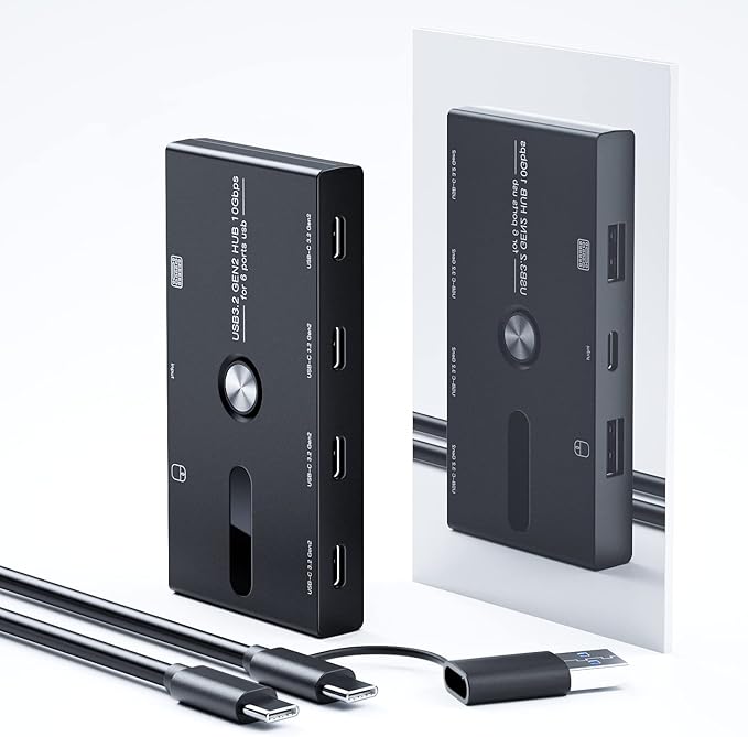 10Gbps USB C Hub, 6 Ports USB C Splitter, Type-C and USB 3.2 to USB C Hub for PC, Laptop, MacBook Pro/Air, iMac, Surface Pro, Chromebook, Etc(HUB ONLY, Not Support Charging/Monitor)