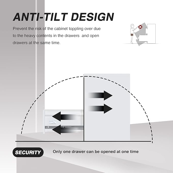 SUXXAN 2 Drawers Mobile File Cabinet, Metal Under Desk Cabinet with Lock, for Office & Home, Legal/Letter Size, W14.57”x D17.36”x H25.79”, Assembly Required(White)