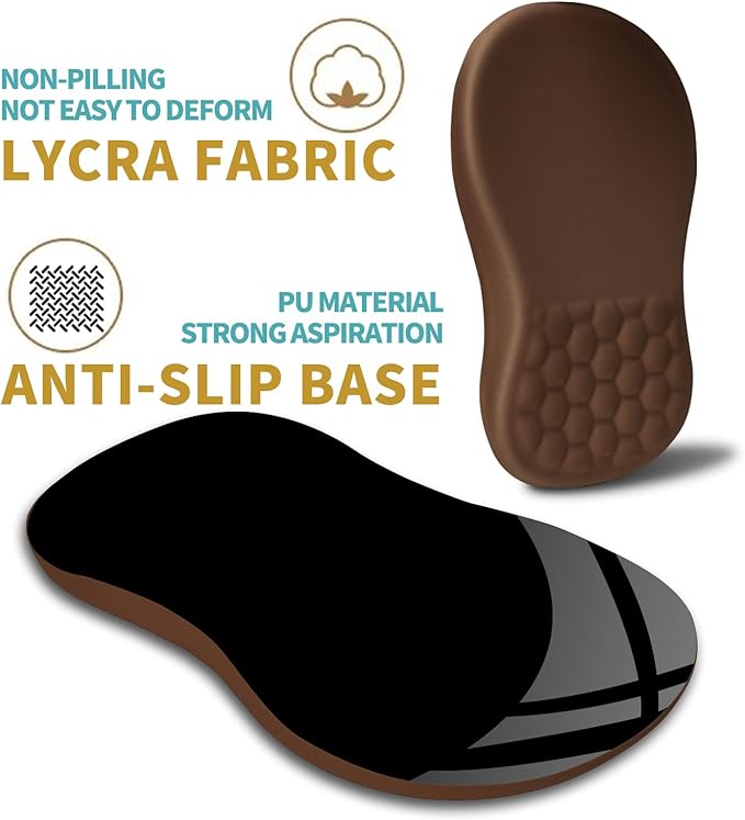 Hokafenle Ergonomic Mouse Pad Wrist Support with Massage Design, Wrist Rest Pain Relief Mousepad with Memory Foam&Non-Slip PU Base, Mouse Pads for Wireless Mouse & Desk (12x8 inch,Brown)