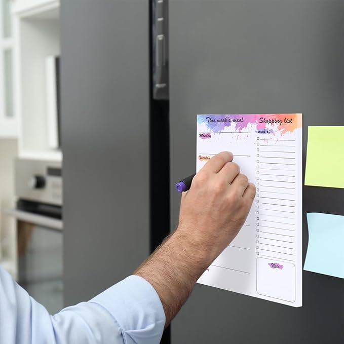 Meal Planner for Fridge, 60 Sheets 7x10" Magnetic Meal Planners and Grocery List Undated Weekly Meal Planner with Tear off Shopping List for Meal Planning and Convenient Shopping, Colorful Ink