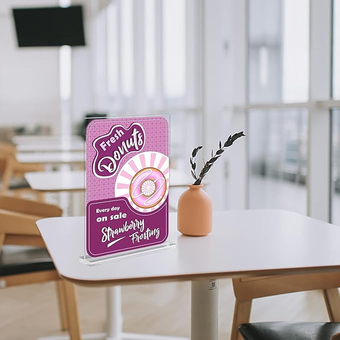 Acrylic Sign Holder, 8.5 x 11 inches Clear Table Menu Display Stand Desktop Display Stand Paper Holder Table Top Sign Holder Suitable for Restaurants, Office, Home, Store (18 pcs)