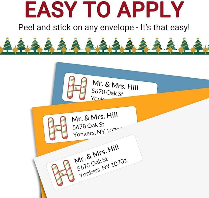 Personalized Return Address Labels - Custom Address Labels with Monogram (Candy)