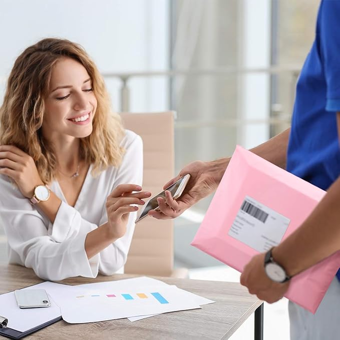 UCGOU Poly Mailers 10x13 Inch Light Pink 100 Pack Shipping Bags #4 Strong Mailing Envelopes Boutique Packaging Postal Self Seal Adhesive Waterproof and Tear Proof Small Business for Clothes Books