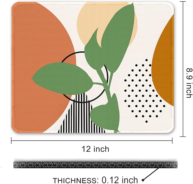 Auhoahsil Mouse Pad, 12 x 10 in Modern Abstract Art Computer Mouse Pad for Desk, Premium-Textured Non-Slip Rubber Stitched Edges Waterproof Square Mouse Mat for Gaming Work Wireless Mice, Orange