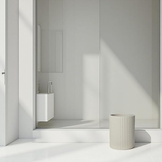 Beige Luxury Stone Bathroom Trash Can, Modern Bathroom Office Trash Can, Resin Wastebasket, Garbage Receptacle Bin for Bathrooms, Offices, Powder Rooms, Kitchens (Beige)