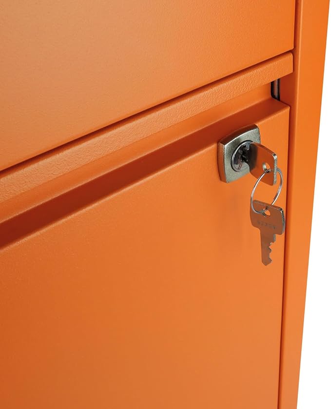 2-Drawer Flush Front Vertical File Cabinet - Bisley Orange, 2 Hanging File Drawers, Powder-Coated Steel, Locking Drawers by Bisley