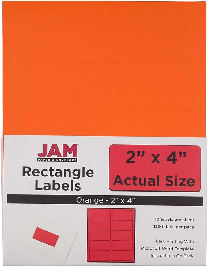 JAM PAPER Shipping Address Labels - Standard Mailing - 2 x 4 - Orange - 120/Pack