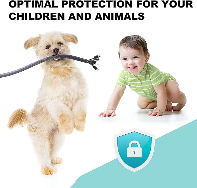 AGPTEK Cable Sleeve Cover, 10ft - 1.5 inch Desk Cord Organizer Cable Hider, Home Office Wire Management Computer TV Wire Loom Tubing, Pet Proof Cord Protector, from Cat Dog Chewing, Black