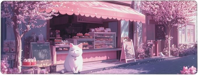 Kitten Mouse Pad 31.5 X 11.8 Inch Big Desk Rubber Base Stitched Edges Keyboard Pad XXL Mouse Mat for Home Game and Office