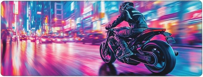 Motorcycle Mouse Pad 31.5 X 11.8 Inch Big Desk Rubber Base Stitched Edges Keyboard Pad XXL Mouse Mat for Home Game and Office