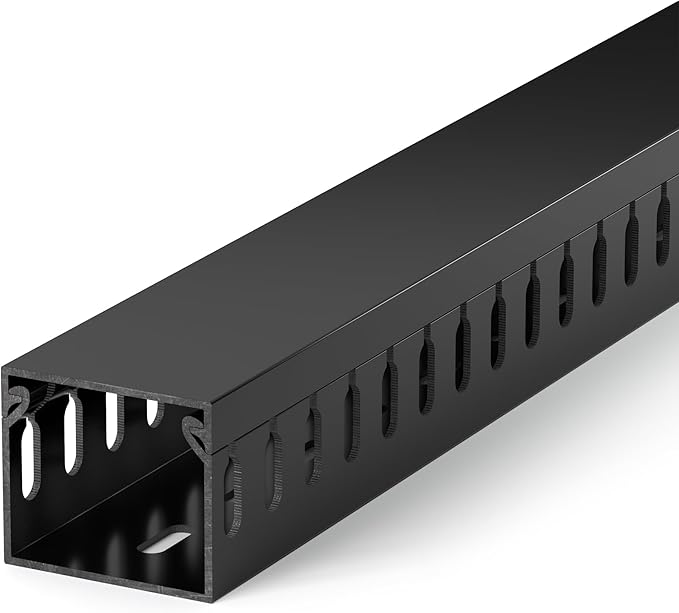 ZhiYo H1.4 x W1.6in Server Rack Cable Management Raceway, 94.5in(6X L15.7in) Cable Raceway Kit, Electrically Safe PVC Open Slot Wire Cord Hider for Under Desk/Computer/Network Cords, Black