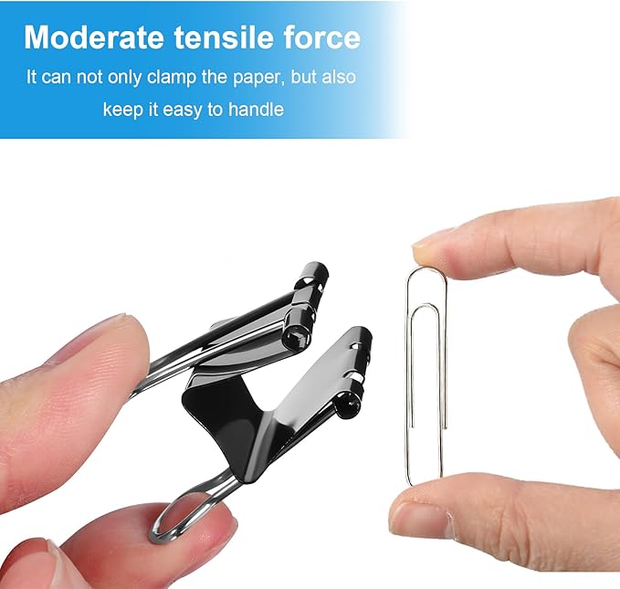 340 PCS Paper Clips and Binder Clips Assorted Sizes, Large Medium Small Silver Paperclips&Black Binder Clip Set for Home&School&Office Document Organizing,Supplies Desk Essentials in Container