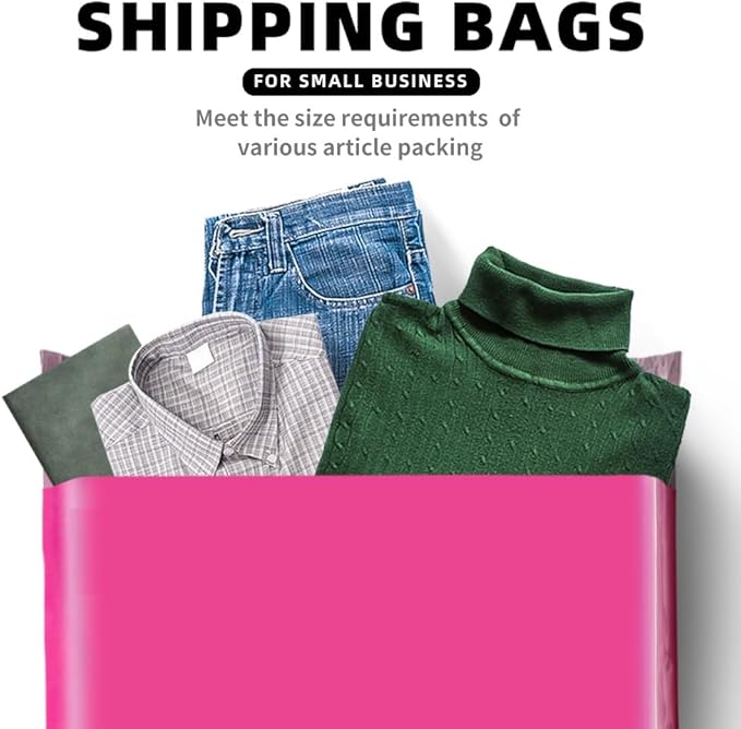 POLYSELLS 50 pcs 14.5x19 Inches Pink Poly Mailers Shipping Envelopes, Strong Adhesive Sealing, Waterproof, and Tear-resistant Postal Mailing Bags for Clothing, Books, and Accessories