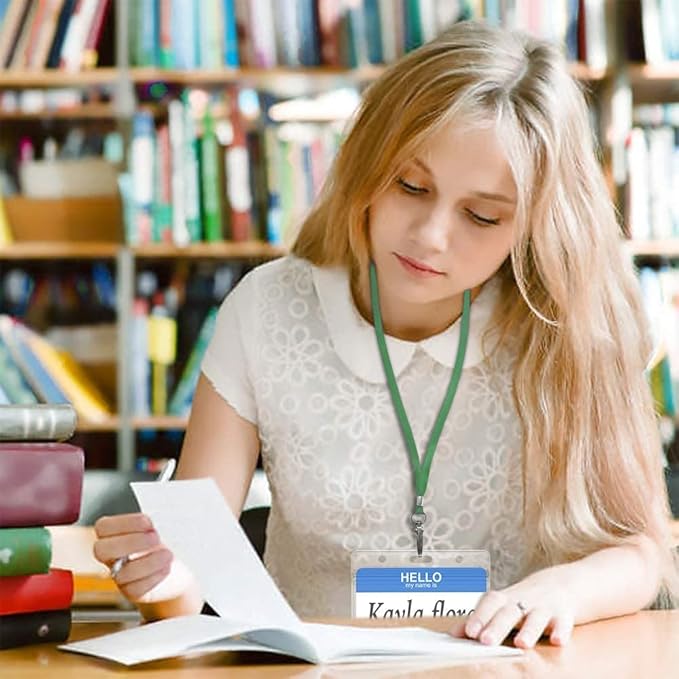 50 Pack Lanyards for Id Badges Holder Bulk Lanyard with Clip Swivel Hooks (Green)