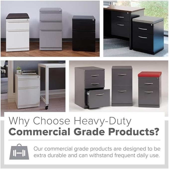 Pemberly Row 3 Drawers 27.75" Vertical Black Metal Filing Cabinet Lockable Pre-Assembled Stationary Letter Size for Home, Office