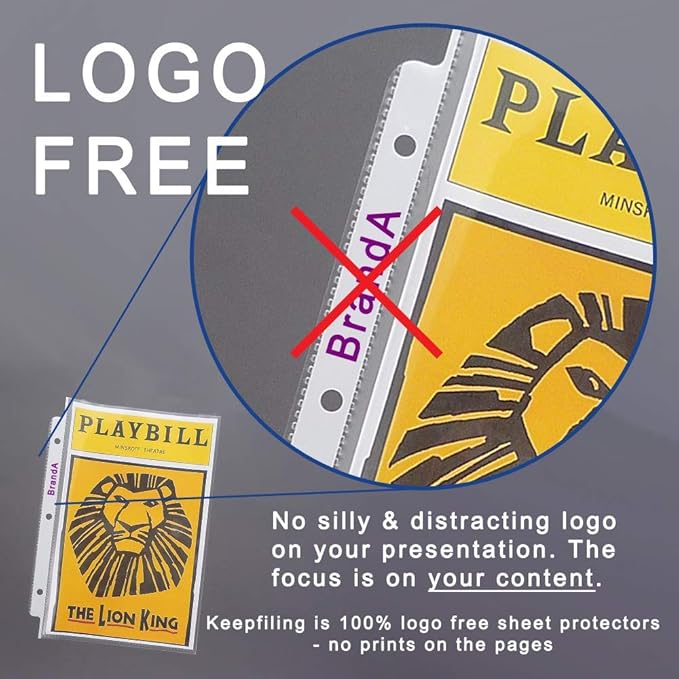 Landscape 14 x 8.5 Legal Size Sheet Protectors, Side Load, Extra Heavyweight, Glass Clear, 1 Pack (25 Sheets Total), Archival Safe by Keepfiling