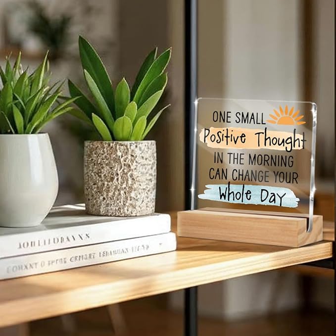 Inspirational Sunshine Gifts for Women Men Coworkers Friends, Motivational Reminder Quotes Desk Decor Acrylic Sign, Positive Affirmations Desk Accessories Signs for Table Top Cubicle Office Decor