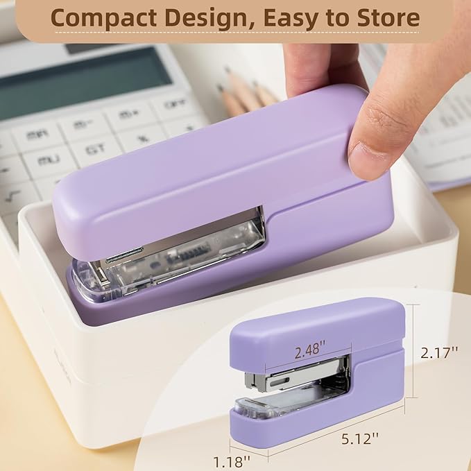 deli Stapler, Desktop Staplers with Integrated Staple Remover, 45 Sheet Capacity Office Stapler, 2 Pack, Purple
