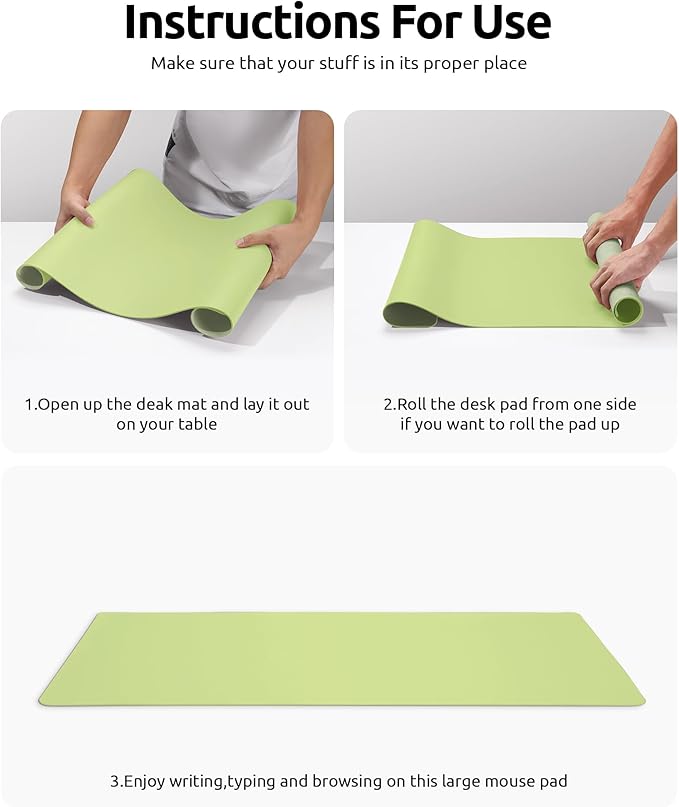 YSAGi Leather Desk Protector, Office Mat, Large Mouse Mat, Non-Slip PU Leather Blotter, Laptop Desk Mat, Waterproof Writing Pad for Office and Home (Peak Green, 31.5" x 15.8")