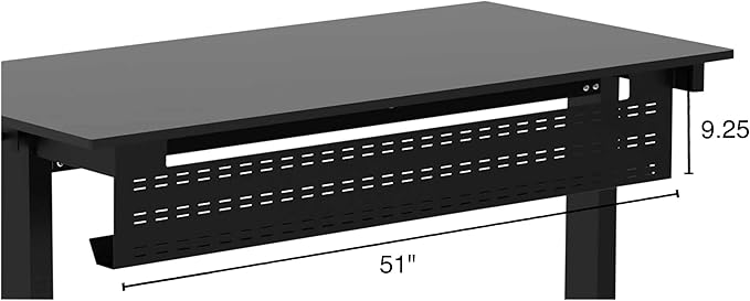 Stand Up Desk Store Under Desk Cable Management Tray Black Horizontal Computer Cord Raceway and Modesty Panel (Black, 51")