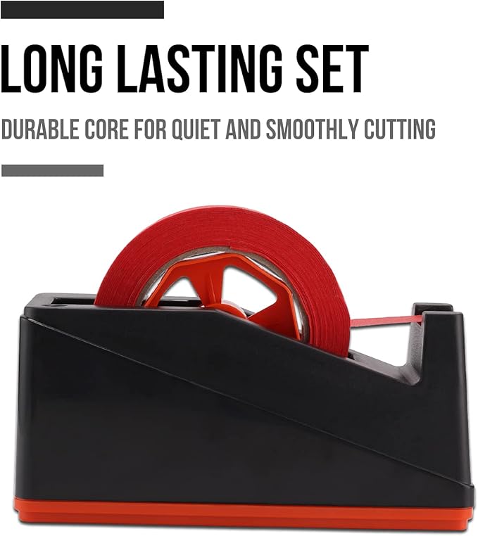 Lichamp Desktop Tape Dispenser Holder with Large 3 Inch Core for Masking, Heat Transfer, Painters, Freezer and Kitchen Tape, 0128BK