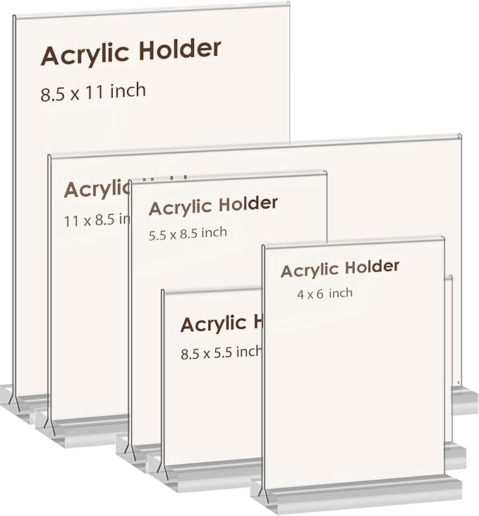 newnewshow 4x6 Inch Clear Acrylic Sign Holder, Display Stand, Plastic Card Holder for Business, Office, Retail (4x6 Inch 3 Pack)