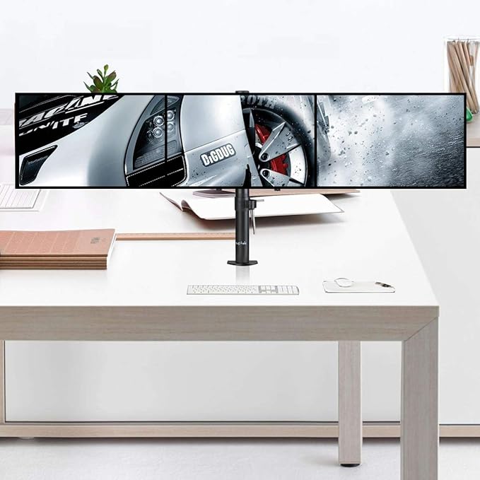 Suptek Triple LED LCD Monitor Desk Mount Heavy Duty Fully Adjustable Stand for 3 / Three Screens up to 27 inch (MD6463)