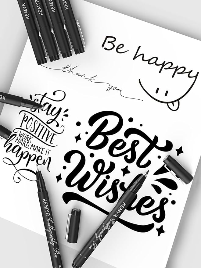 4 Micro Fine liner Drawing Art Pens Calligraphy Pens: 0.6mm Size Black Art supplies Waterproof Archival Black Ink Markers For Artists,Use for Professional Watercolor,Sketching