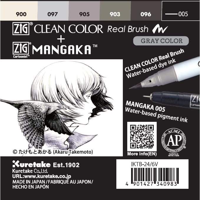 Kuretake Zig Inktober pen set, for Illustration, Manga Drawing, Lettering and Calligraphy, Professional Artist, Made in Japan (Special 24(6pcs.))