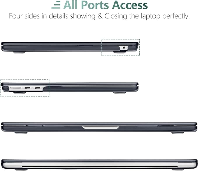 DONGKE Compatible with M4 MacBook Air 15 inch Case 2025 2024 2023 A3241 A3114 A2941 M3 M2 Liquid Retina Display Touch ID, Plastic Hard Case & Keyboard Skin & Screen Protector - Sea Waves