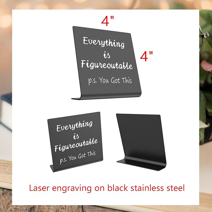 Home Office Desk Decor P.S. You Got This Everything is Figureoutable Gifts For Women Best Friend Encouragement Cheer Up Gifts Inspiration Positive Plaque For Cowoker Motivational Sign XBT