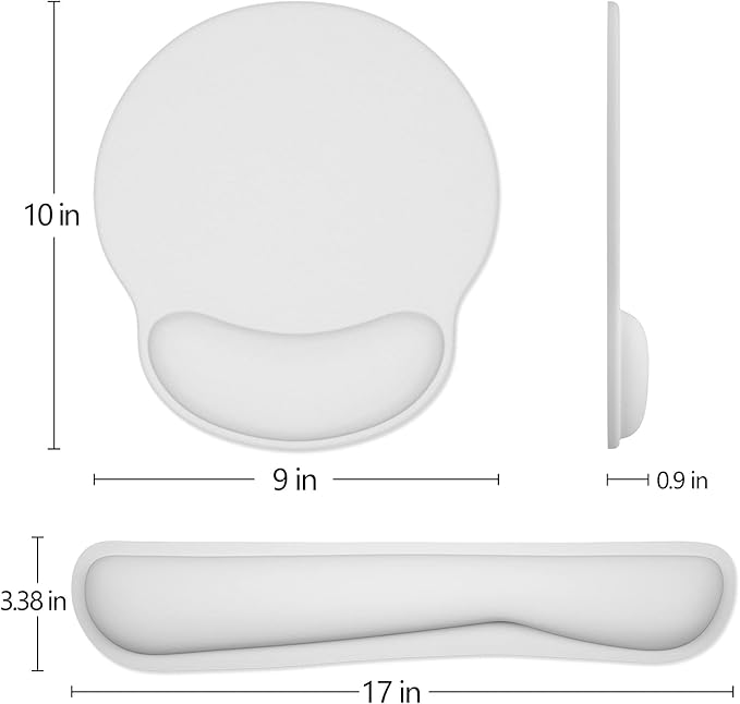 Dapesuom Keyboard Wrist Rest and Mouse Pad with Wrist Support, Memory Foam Cushion for Keyboard and Mouse Set, Ergonomic Desktop Pad Rests with Non Slip Base for Easy Typing & Pain Relief, Space Gray