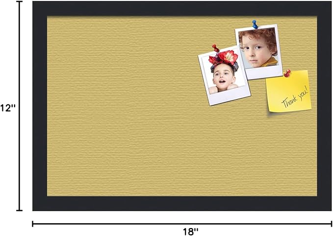 PinPix 18x12 Inch Cork Bulletin Board. This Decorative Framed Pin Board Comes with Honey Pastel Design and a Satin Black Frame. Ideal for Home Office Decor or Message Board (PinPix-1810)