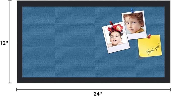 PinPix 24x12 Inch Cork Bulletin Board. This Decorative Framed Pin Board Comes with Navy Pastel Design and a Satin Black Frame. Ideal for Home Office Decor or Message Board (PinPix-1811)