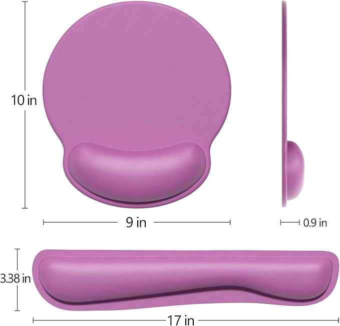Dapesuom Keyboard Wrist Rest and Mouse Pad with Wrist Support, Cute Memory Foam Cushion for Keyboard and Mouse Set, Desktop Pad Rests with Non Slip Base for Easy Typing & Pain Relief, Radiant Orchid