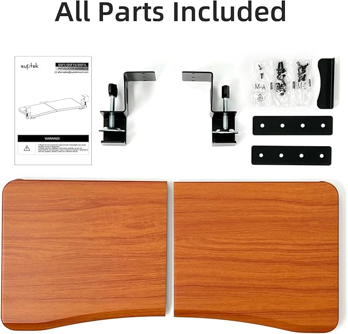 suptek Keyboard Tray Under Desk Pull Out with C Clamp Mount, Computer Keyboard & Mouse Tray, 25.6 (30 Including Clamps) x 11.8 inch Slide-Out Platform Computer Drawer for Typing, Dark Wood, DSF1SM