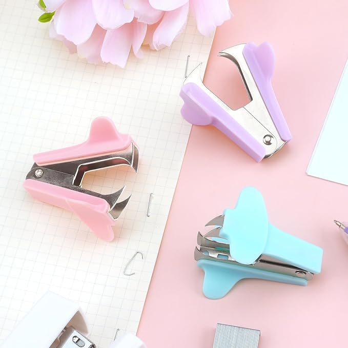 ZZTX 3 Pack Staple Remover Staple Puller Removal Tool for Home, School, Office (Pink, Blue, Purple)