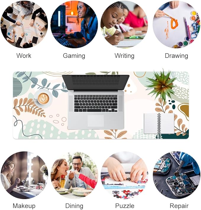 Colorful Star Minimalist Large Mouse Pad, Abstract Botanical Waterproof Desk Mat, Boho Computer Gaming Mouse Pad, XL Full Desk Mousepad Non Slip Writing Pad for School Office Home 31.5" x 11.8"