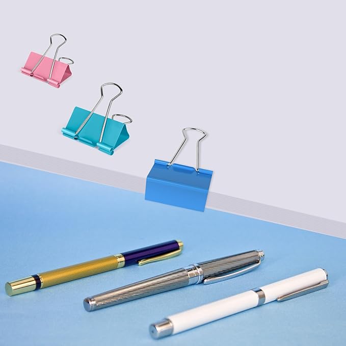 Binder Clips Assorted Sizes, 120 Pcs Colored Paper Clips, Extra Large, Large, Medium, Small, Mini, Micro