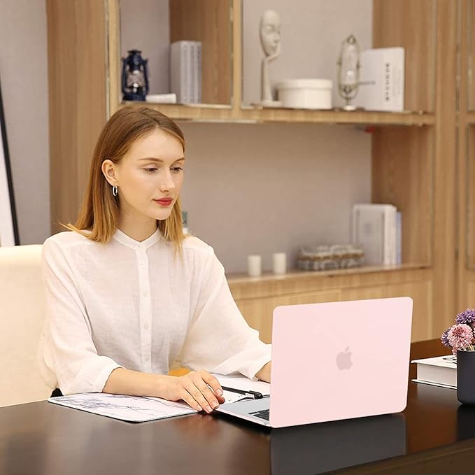 MOSISO Compatible with MacBook Air 13 inch Case 2025 2024 2023 2022 M4 A3240 M3 A3113 M2 A2681, Plastic Hard Shell&Keyboard Cover&Screen Film&Type C for MacBook Air 13.6 inch Case, Chalk Pink