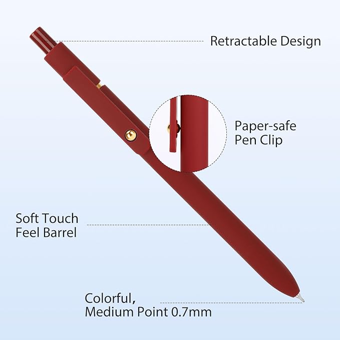 FIOVER Colored Pens, 12 Pack Colorful Gel Pens, Quick-Dry 0.7mm Medium Point for Journaling, Note Taking, Doodling, Aesthetic Office School Supplies, Gifts for Women Men(12PCS Vintage Colorful)