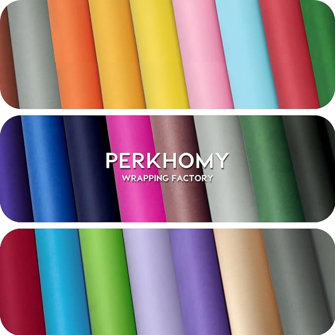 PerkHomy 36" x 2,400" (200') Light Blue Kraft Paper Roll for Craft Bulletin Board Paper Art Table Covering Crafting Gift Wrapping Bouquet Packing Parcel 80GSM 55LB (Light Blue, 36" x 200')