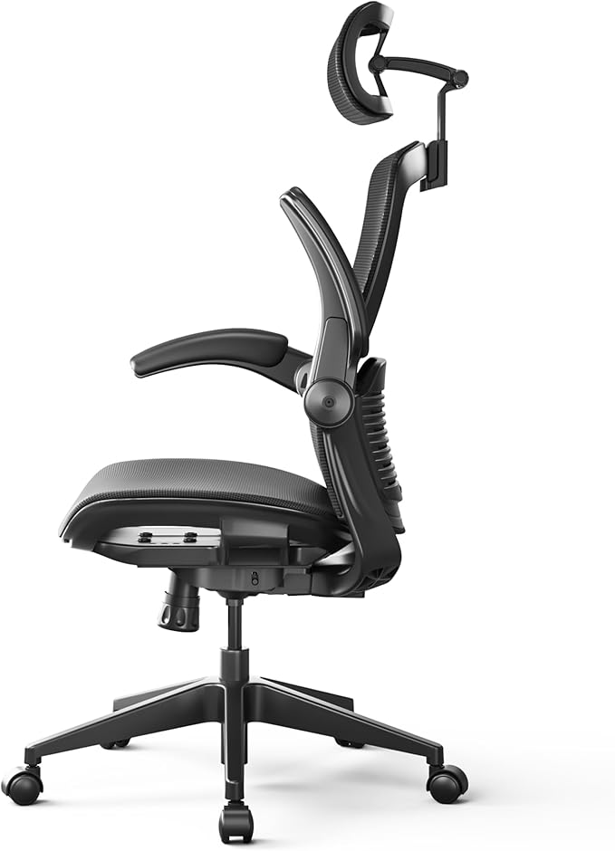 FLEXISPOT OC3-Pro Air Ergonomic Office Chair for Big and Tall Black, High Back Office Chair with Flip-up Arm/8-Level Lumbar Support, Mesh Seat Cushion, Chairs for Home Office Working Studying Gaming