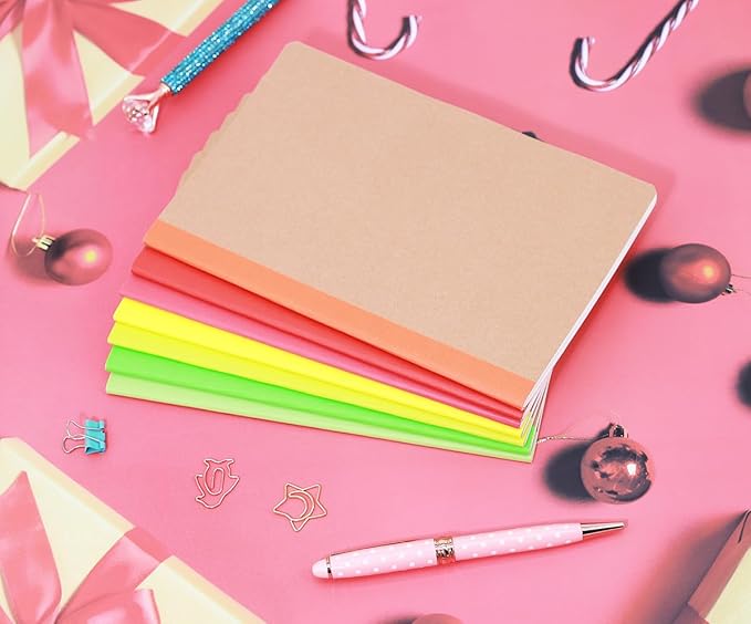 48 Pack A5 Kraf Notebooks Lined Journal Bulk Writing Diary Subject Notebooks Planner with Thick Paper, 60 Pages, 30 Sheets, 8.3x5.5 inch