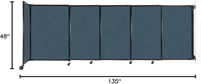 Wall-Mounted Sliding StraightWall Room Divider | Adjustable Widths | Locking Wheels | Room Separator | Up to 11'3" Wide x 4' Tall Caribbean Fabric Panels