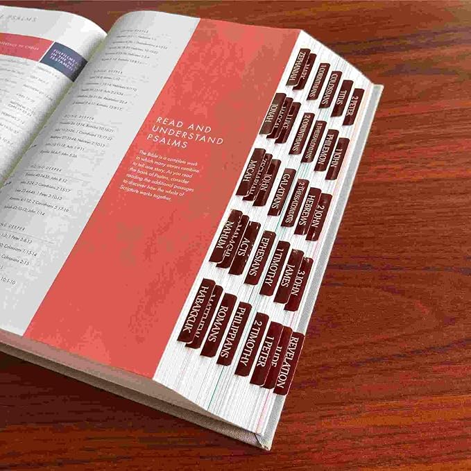 Thinkor Reposition Laminated Bible Tabs, Large Print Stickers, Easy to Read & Apply Bible Tabs for Women & Man (Leather Color)