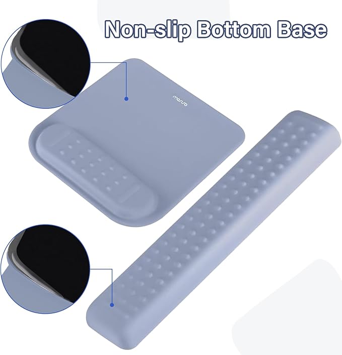 MOSISO Computer Keyboard Stand&Wrist Rest Support for Keyboard &Mouse Pad Set, Ergonomic Massage Wrist Rest Set, Easy Typing Working Acrylic Clear Stand for Office Home, Lavender Gray