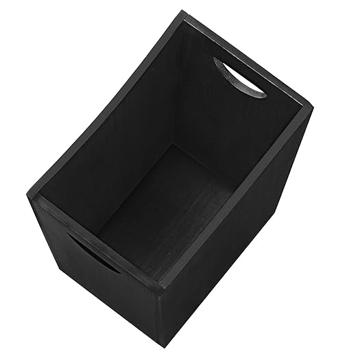 SEHERTIWY Wood Trash Can, Farmhouse Wastebasket Bin for Bathroom, Office, Bedroom, Living Room, Small Square Rustic Garbage Container (Wood-Black)