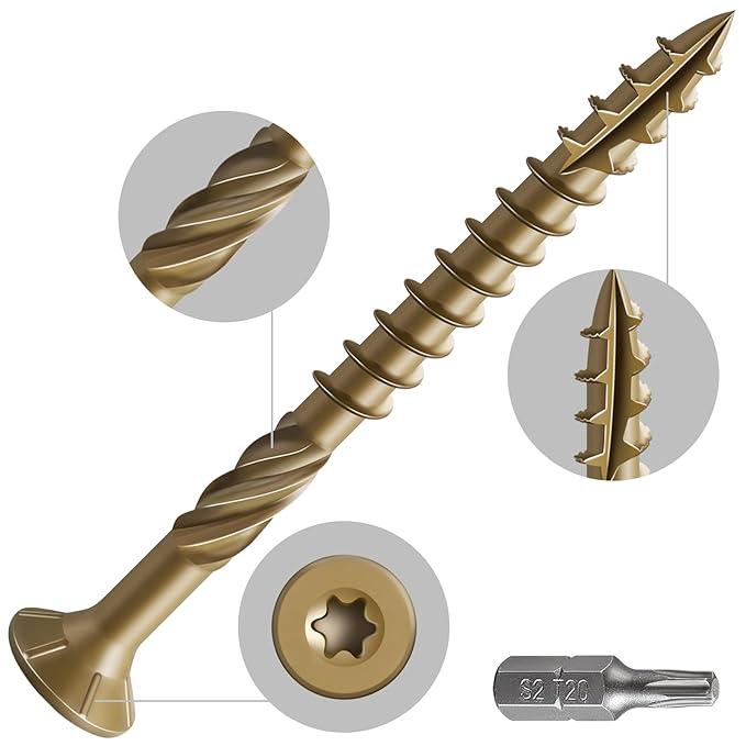 #10 * 2-1/4" Deck Screws, (1354pcs) 15 lbs.Exterior Wood Screws, Rust Resistant epoxy Coated, Bronze, T25 Star Bit